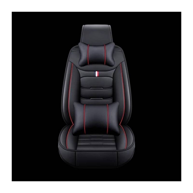 UFITIDU Auto Sitzbezug Für Ford Für Focus Kuga Ecosport Für Explorer Für Mondeo Fiesta Für Mustang Auto Zubehör Auto-Styling Leder Auto Sitz Abdeckung Auto Schonbezüge(1 seat Black Red 2) von UFITIDU