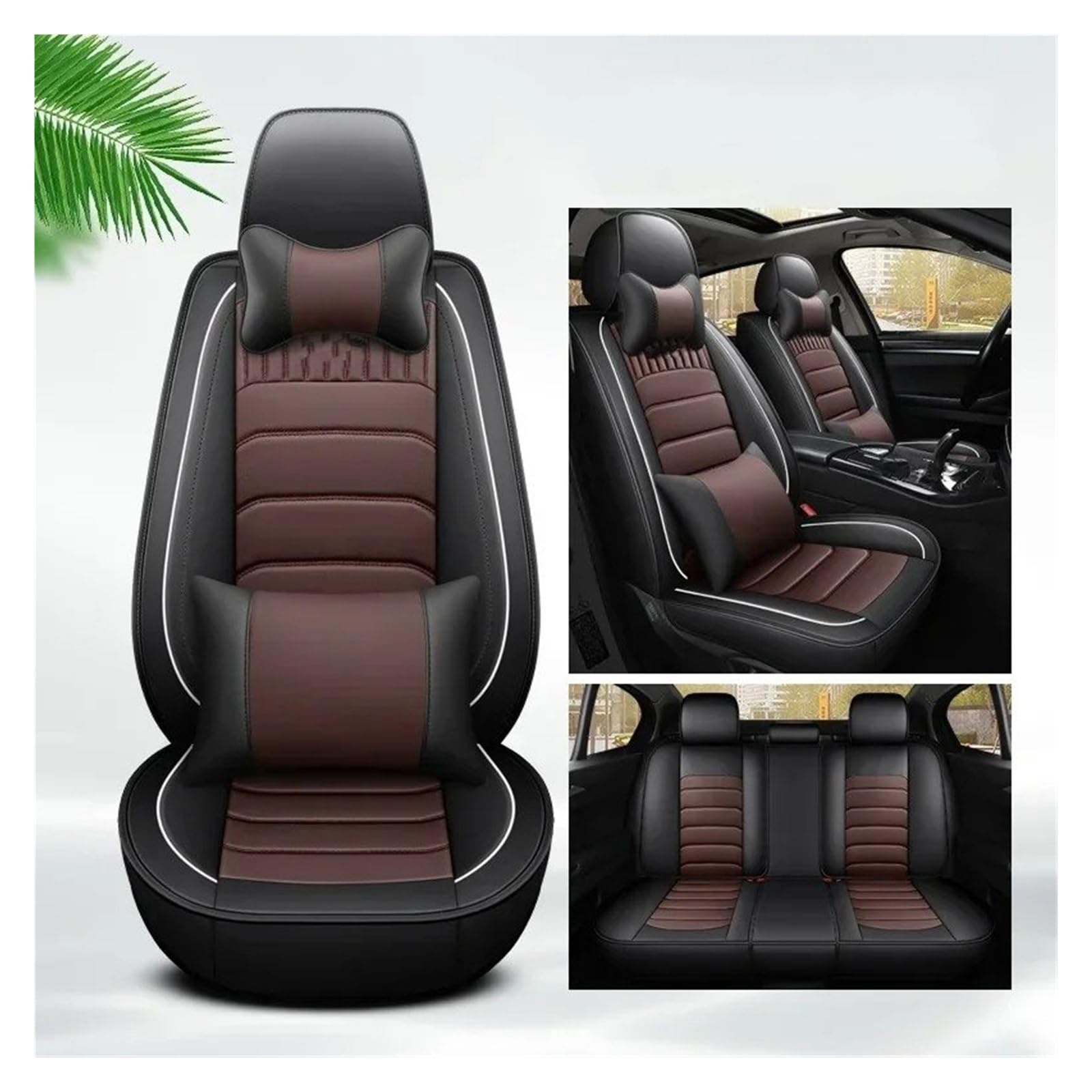 UFITIDU Auto Sitzbezug Für MG Für ZS Universal Pu Leder Auto Sitz Abdeckung Auto Zubehör Innen Details Auto Schonbezüge(Black Coffee 5seats) von UFITIDU