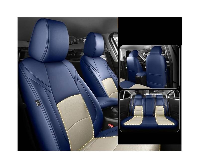 UFITIDU Auto Sitzbezug Für Mazda 3 CX5 Für Modell CX3 Für Mazda 6 Custom Fit Autositzbezug Zubehör 360 Grad Vollständig Abgedecktes Leder 5 Sitze Komplettset Auto Schonbezüge(Blue beige) von UFITIDU