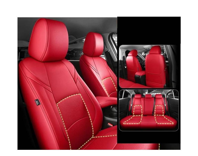 UFITIDU Auto Sitzbezug Für Mazda 3 CX5 Für Modell CX3 Für Mazda 6 Custom Fit Autositzbezug Zubehör 360 Grad Vollständig Abgedecktes Leder 5 Sitze Komplettset Auto Schonbezüge(Red2) von UFITIDU