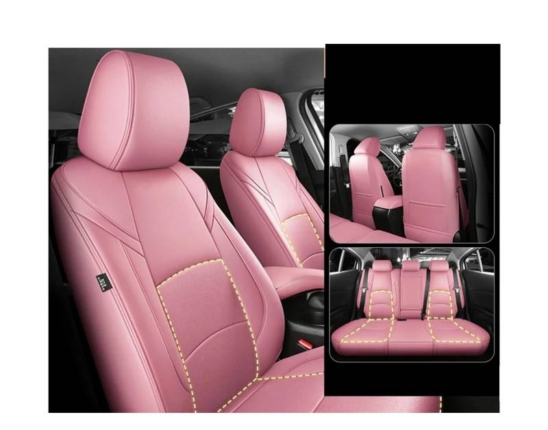 UFITIDU Auto Sitzbezug Für Mazda 3 CX5 Für Modell CX3 Für Mazda 6 Custom Fit Autositzbezug Zubehör 360 Grad Vollständig Abgedecktes Leder 5 Sitze Komplettset Auto Schonbezüge(Rosa) von UFITIDU