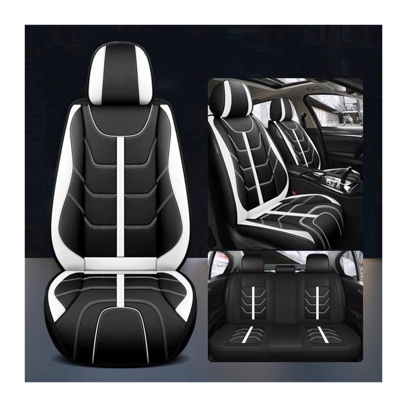 UFITIDU Auto Sitzbezug Für Mazda Für MX-5 Für CX-5 6 2 3 5 Für CX-3 CX-4 CX-6 CX-7 Für CX-9 Auto Zubehör Protector 5 Sitze Auto Leder Sitzbezug Auto Schonbezüge(Black White) von UFITIDU