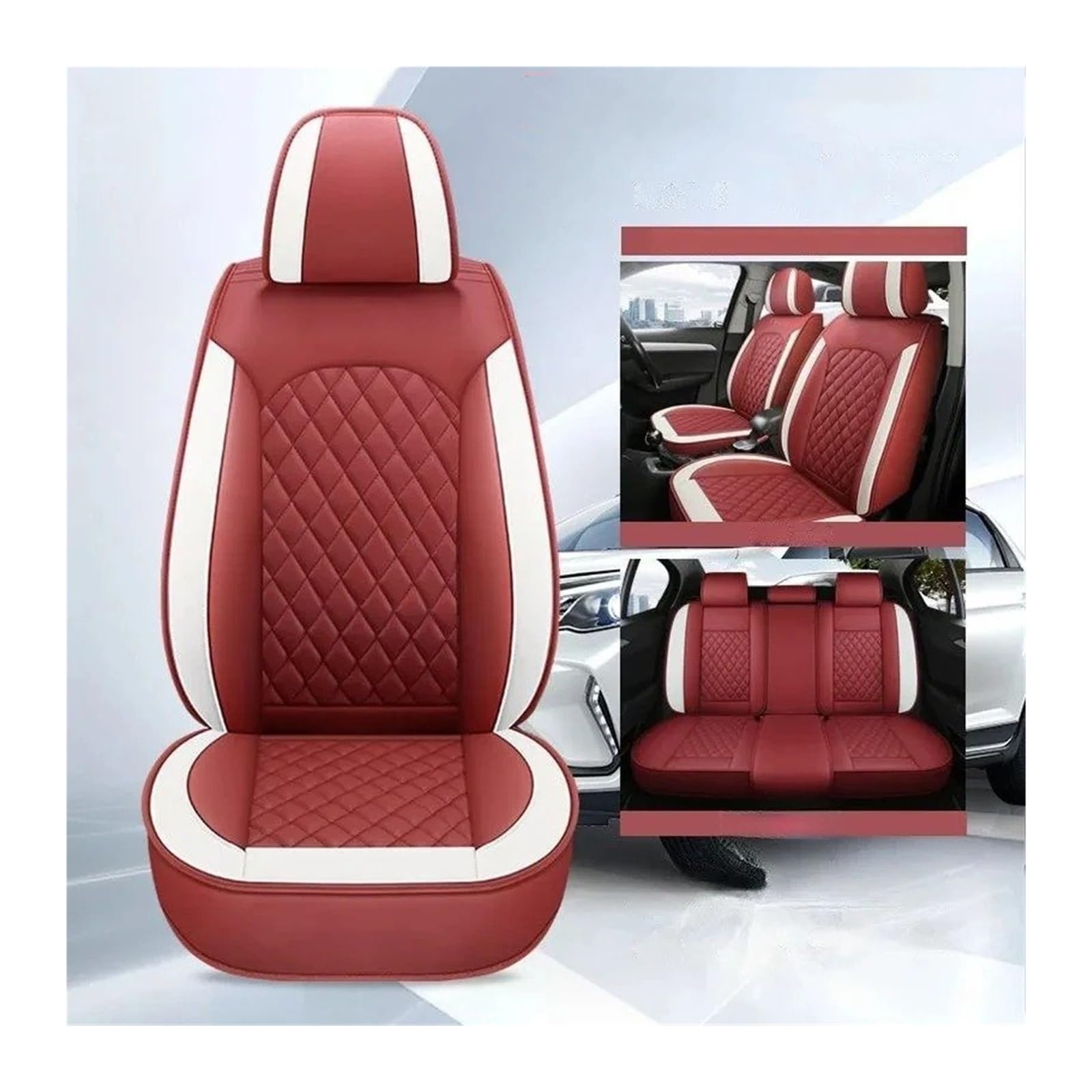 UFITIDU Auto Sitzbezug Für Smart Alle Modelle Für Fortwo Für Forfour Auto Styling Zubehör Benutzerdefinierte Universal Leder Auto Sitz Abdeckung Auto Zubehör Auto Schonbezüge(Martha red) von UFITIDU