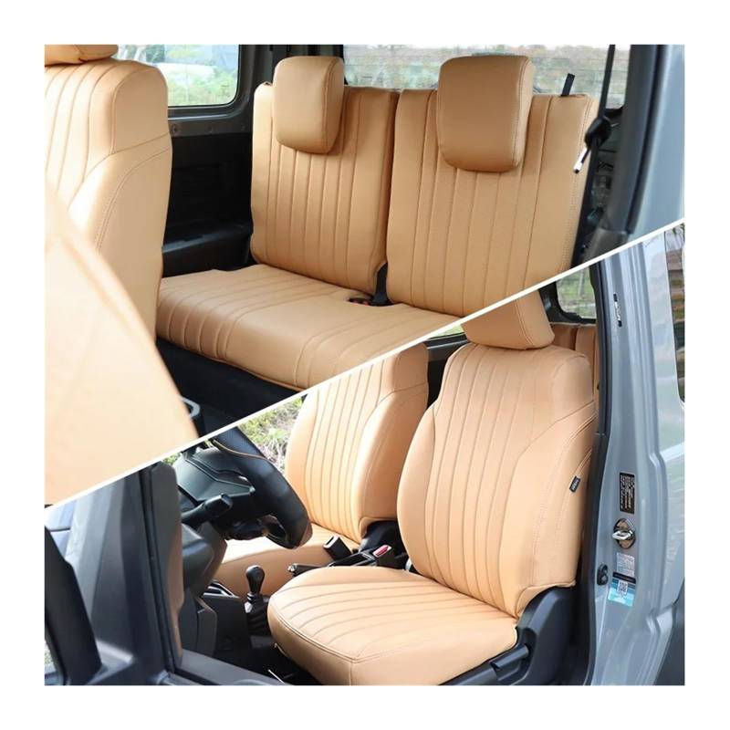 UFITIDU Auto Sitzbezug Für Suzuki Für Jimny JB64 Für Sierra JB74W 2019 2022 Leder Auto Interior Styling Zubehör Auto Sitzbezüge Schutz Kissen Pad Auto Schonbezüge(Beige) von UFITIDU