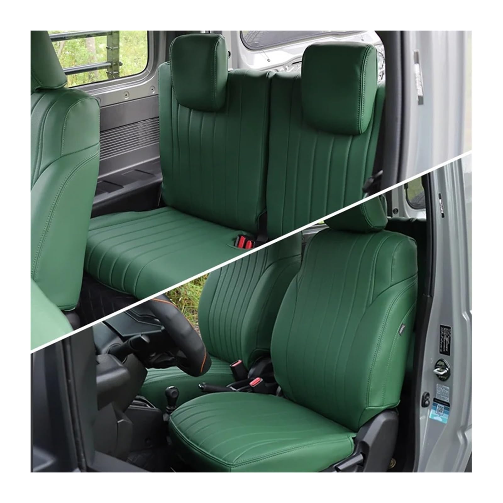 UFITIDU Auto Sitzbezug Für Suzuki Für Jimny JB64 Für Sierra JB74W 2019 2022 Leder Auto Interior Styling Zubehör Auto Sitzbezüge Schutz Kissen Pad Auto Schonbezüge(Green) von UFITIDU