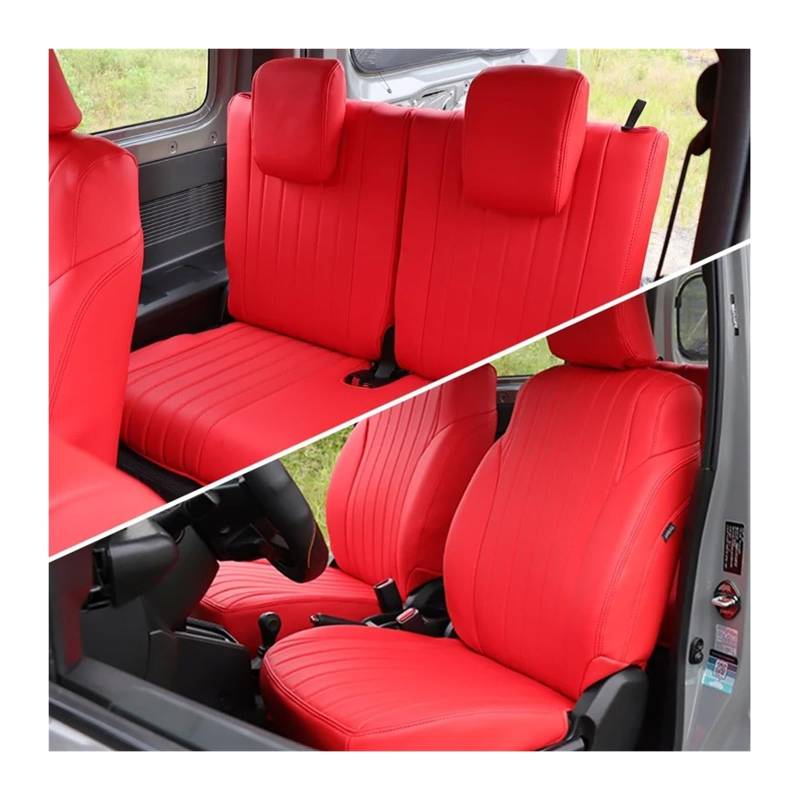 UFITIDU Auto Sitzbezug Für Suzuki Für Jimny JB64 Für Sierra JB74W 2019 2022 Leder Auto Interior Styling Zubehör Auto Sitzbezüge Schutz Kissen Pad Auto Schonbezüge(Rot) von UFITIDU