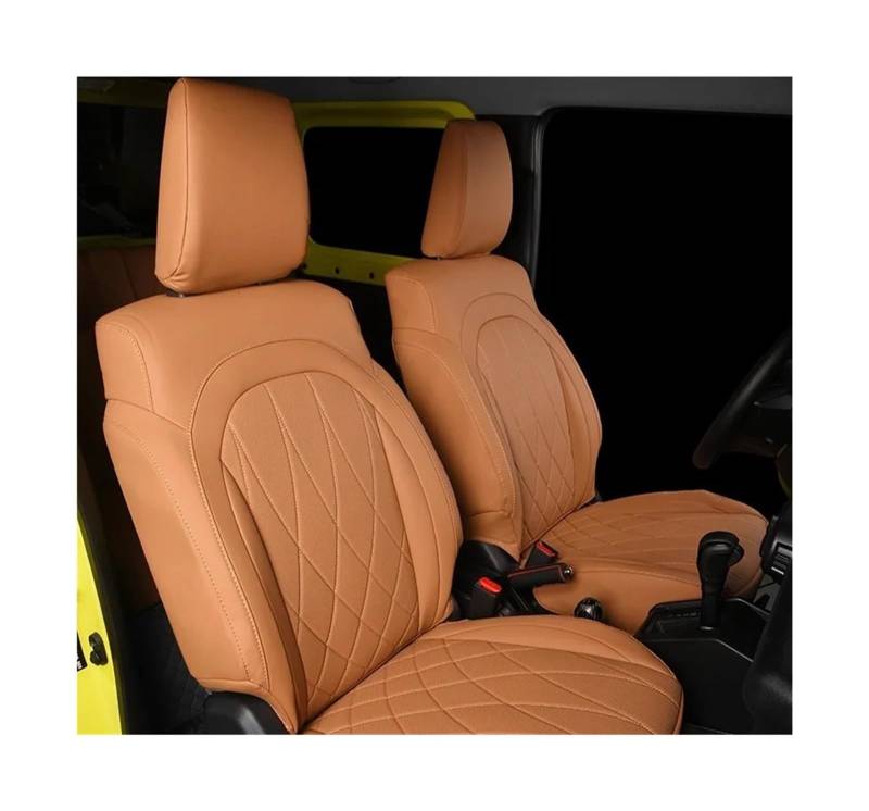 UFITIDU Auto Sitzbezug Für Suzuki Für Jimny JB64 JB74 2019 2020 2021 2022 Leder Auto Interior Styling Zubehör Maßgeschneiderte Autositzbezüge Schutz Kissen Pad Auto Schonbezüge(Brown Front Seat) von UFITIDU