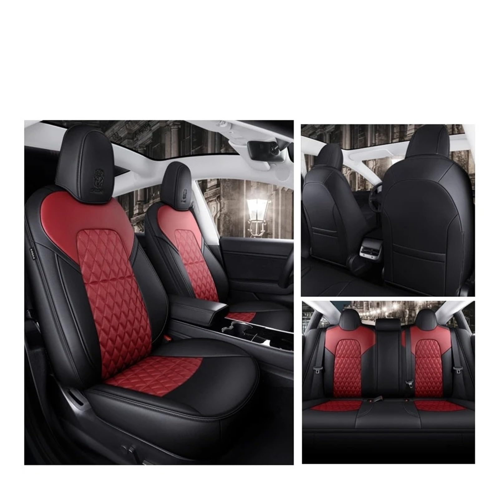 UFITIDU Auto Sitzbezug Für Tesla Für Moll 3 Für Moll Für Y Custom Fit Auto Sitz Abckung Zubehör 360 Grad Voll Abgeckt Diamant Form Ler Auto Schonbezüge(Color 13) von UFITIDU