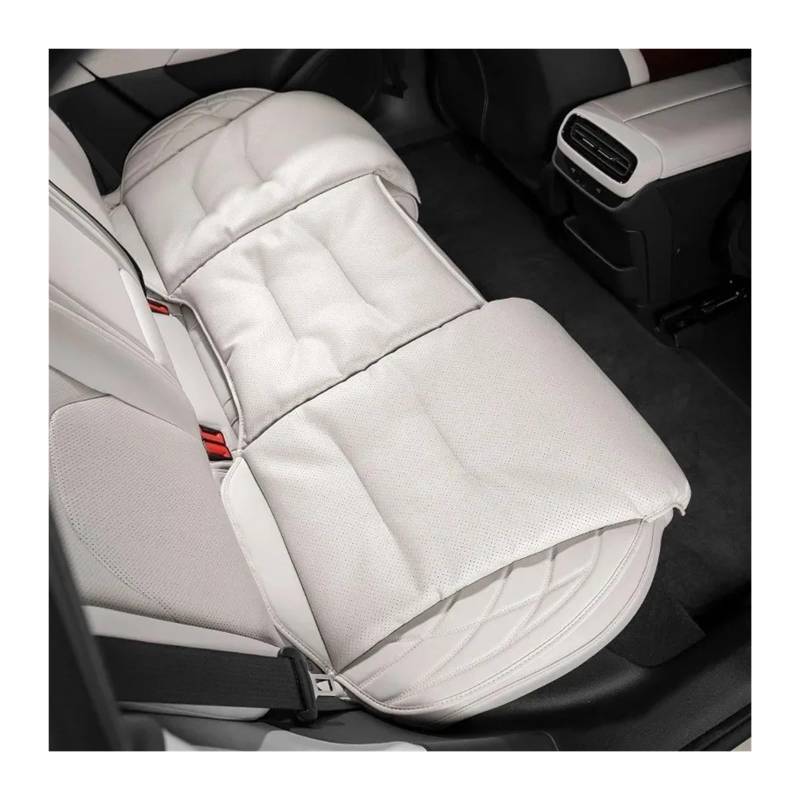 UFITIDU Auto Sitzbezug Für Tesla Für Moll 3 Für Moll Y Für Moll S Auto Innen Zubehör Ler Auto Sitz Abckung Sitzkissen Auto Seat Protector Pad Auto Schonbezüge(Rear Seat-Beige) von UFITIDU