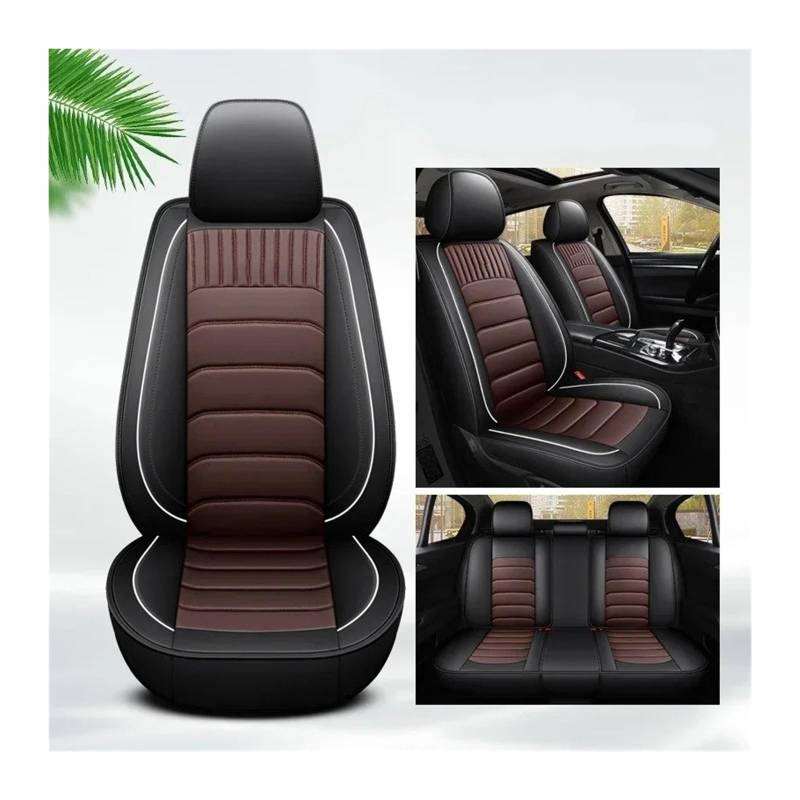 UFITIDU Auto Sitzbezug Für VW Für Tiguan HB20 Autozubehör Innendetails Universal Pu Leder Autositzbezug Auto Schonbezüge(Black Coffee 5seats1) von UFITIDU