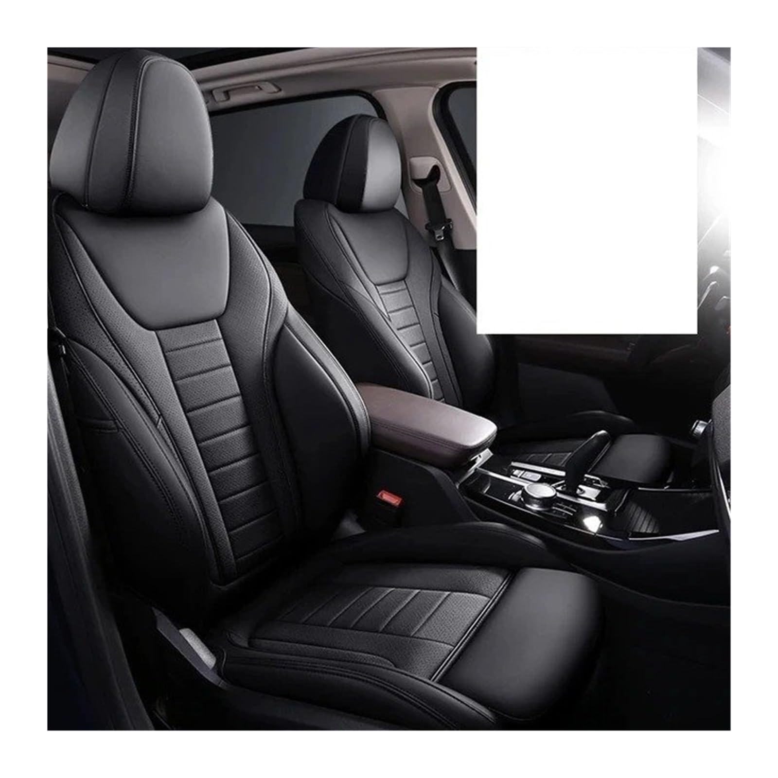 UFITIDU Auto Sitzbezug Für X3 3 Serie 7 5 3 Serie Für X5 Für X1 Custom Fit Auto Zubehör Sitzbezüge Für 5 Sitze Komplettset Leder Spezifisch Auto Schonbezüge(Schwarz) von UFITIDU