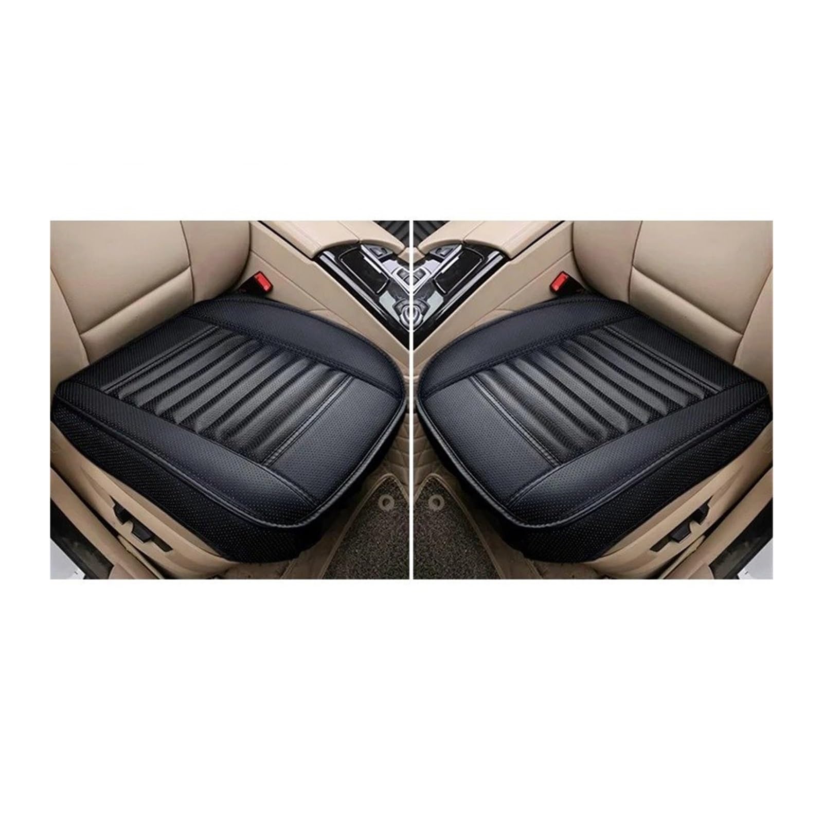 UFITIDU Auto Sitzbezug PU-Leder-Fahrzeugsitzkissen, Umwickelt, Kratzfest, Autositzschutzmatte, Universell Für Limousine, SUV, Autositzbezug Auto Schonbezüge(2pcs Black) von UFITIDU