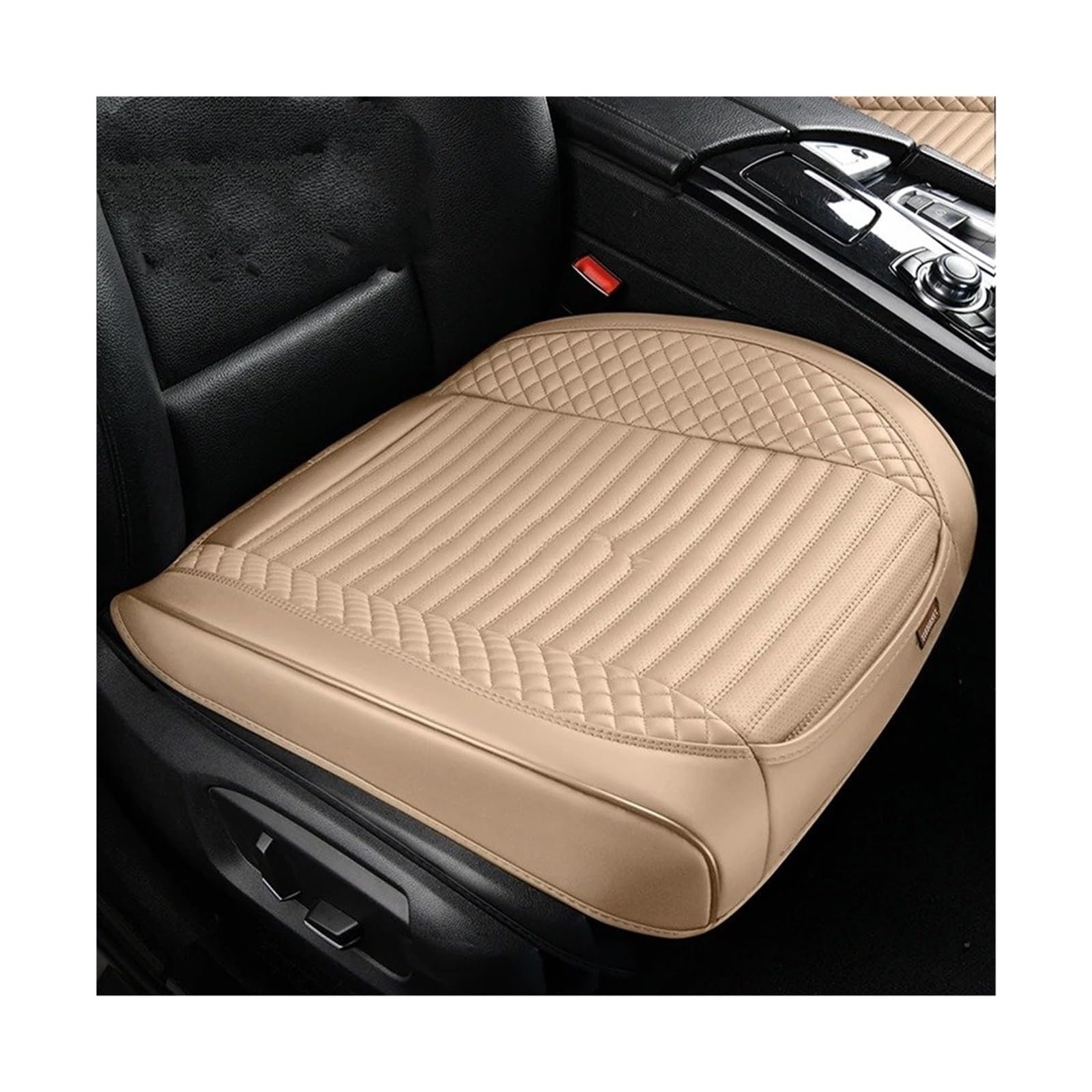 UFITIDU Auto Sitzbezug Universal Anti Slip Auto Stuhl Schutz Abdeckung Voll-Verpackt Auto Sitz Abdeckung Atmungsaktive Loch PU Auto Vordersitz Kissen Auto Schonbezüge(Beige 1pc) von UFITIDU