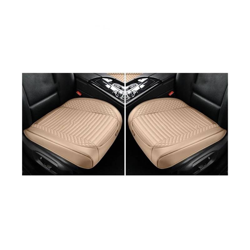 UFITIDU Auto Sitzbezug Universal Anti Slip Auto Stuhl Schutz Abdeckung Voll-Verpackt Auto Sitz Abdeckung Atmungsaktive Loch PU Auto Vordersitz Kissen Auto Schonbezüge(Beige 2pcs) von UFITIDU