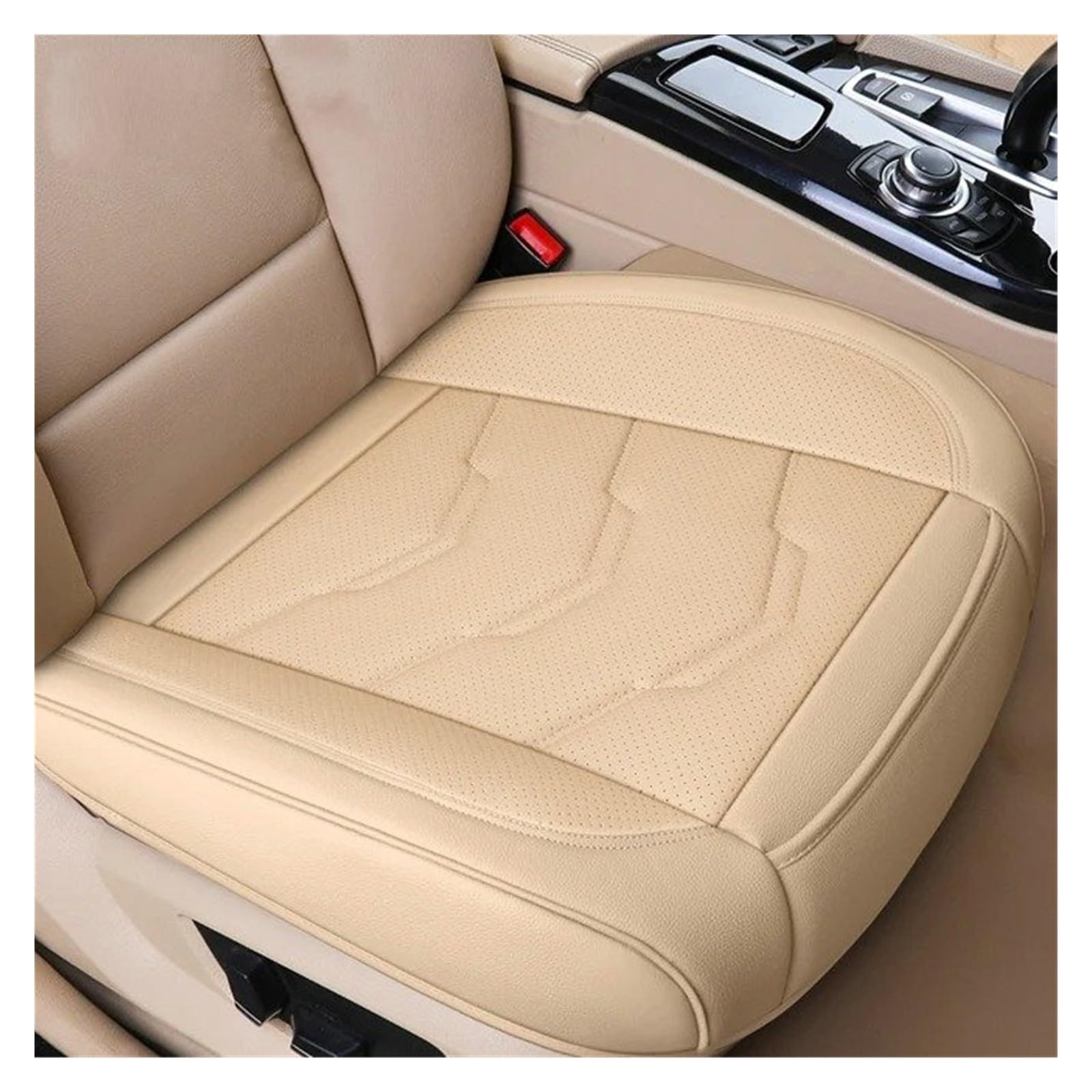 UFITIDU Auto Sitzbezug Universal Autositzbezug PU Leder Sitzkissenbezüge Auto Innensitze Schutzpolster Matte Vier Jahreszeiten Auto Schonbezüge(1pc Front beige) von UFITIDU