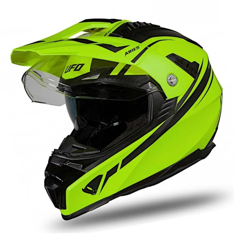 Ufo Aries Enduro-Helm mit doppeltem Visier, transparent, groß, rauchgrau, klein, Dual Off Road (M) von UFO PLAST