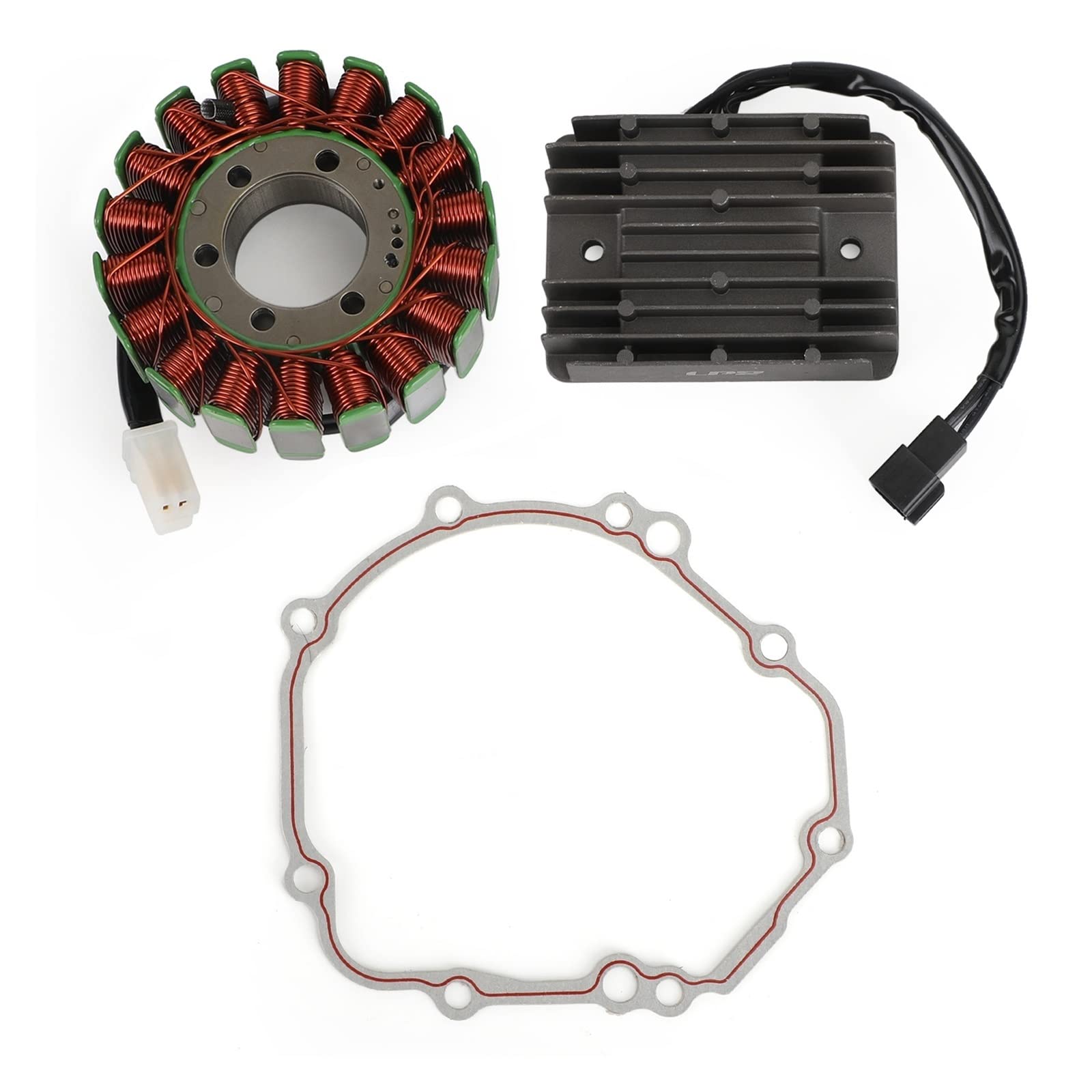 Magneto Coil Stator+Voltage Rectifier+Gasket Compatible With Suzuki GSXR 600 750 2004-2005 31401-29G0 32800-33E21 Motor Parts von UGALUNMER