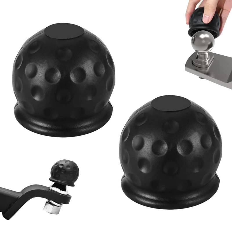 Anhängerkupplung Abdeckung 53 mm Anhängerkupplung Schutzkappe Lustig Gummi Kugelkopf Schwarz Kugelkopfkupplungen in Golfball-Form Hänger Kupplung Kappe für Anhänger PKW LKW RV 2 PCS von UGBO