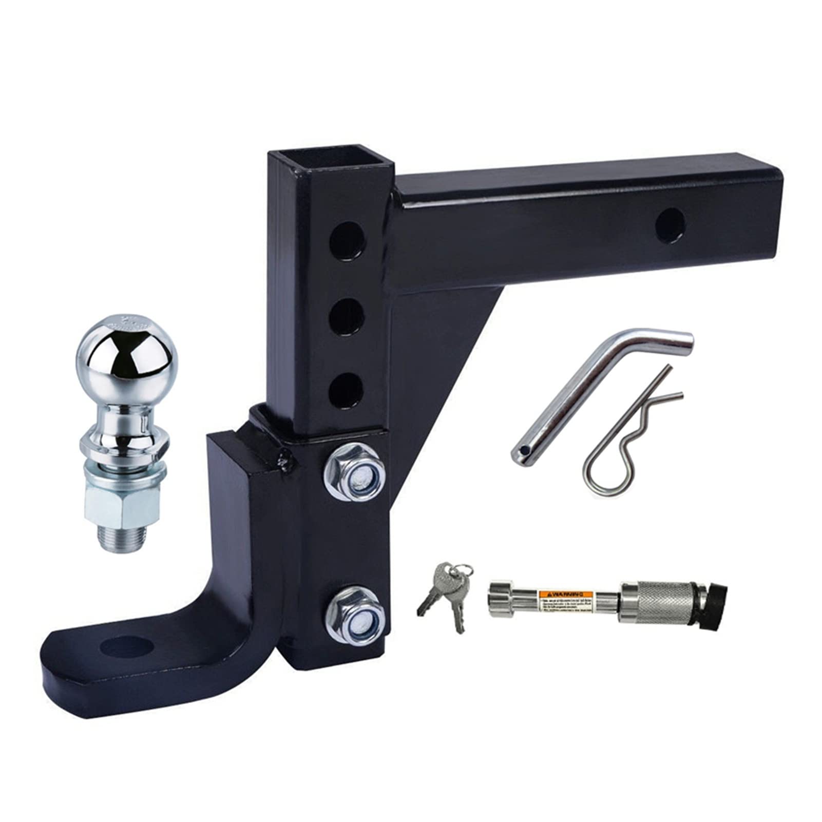 Anhängerkupplung, Trailer 10" Einstellbare 4-Level-Anhänger Drop-Hitch-Kugelhalterung for 2-Zoll-Anhänger-Empfänger Anhängerteile,Für Wohnwagen Schwere(50mm Ball Lock) von UHEAL