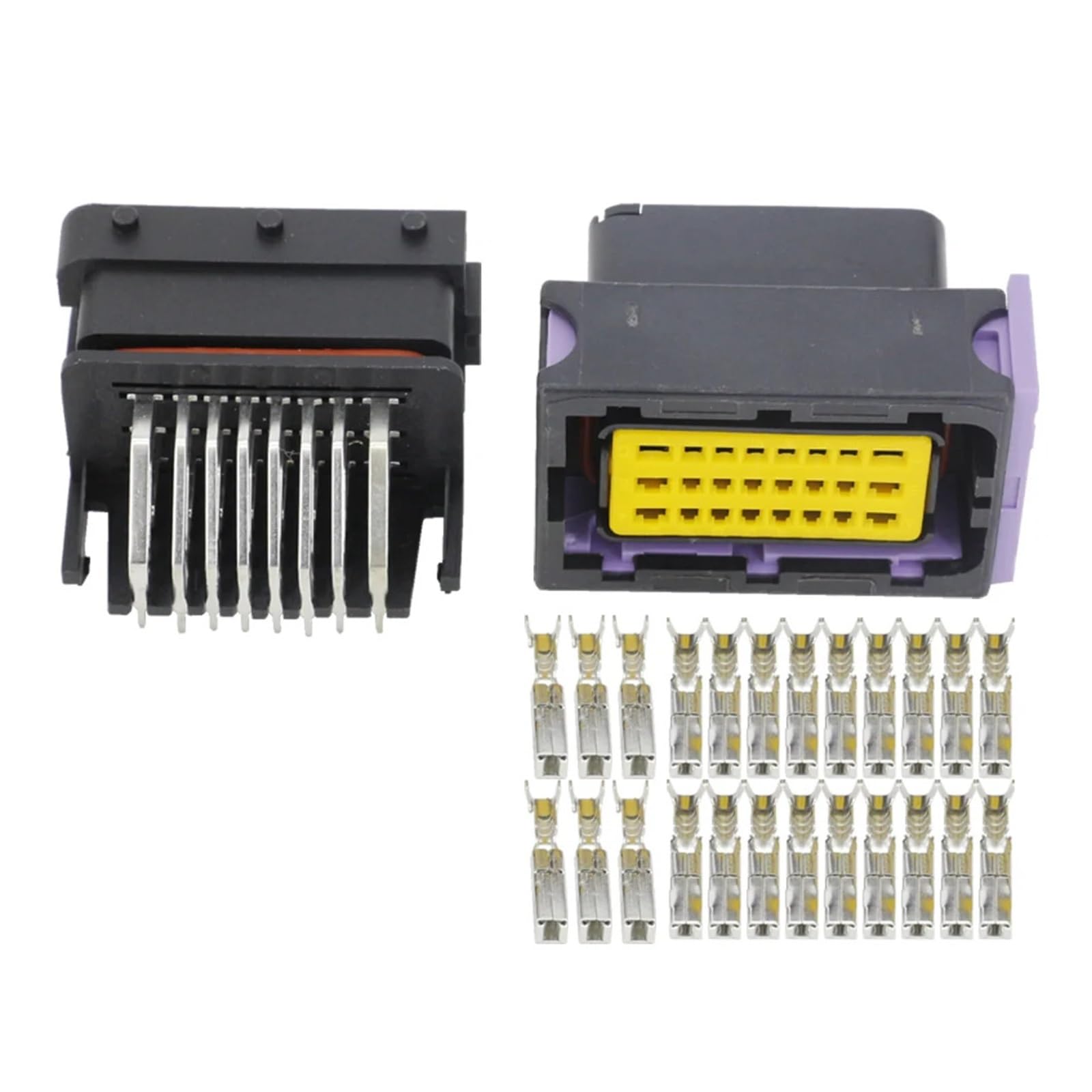 UHNYTRV 1 Set 24 Pin Schwarz Auto ECU Kit Stecker Modifizierter Computeranschluss Modifizierter Stecker Mit Terminal DJ7242-1.5 2.8-11/21 Mit Terminal(Male and Female Plug) von UHNYTRV