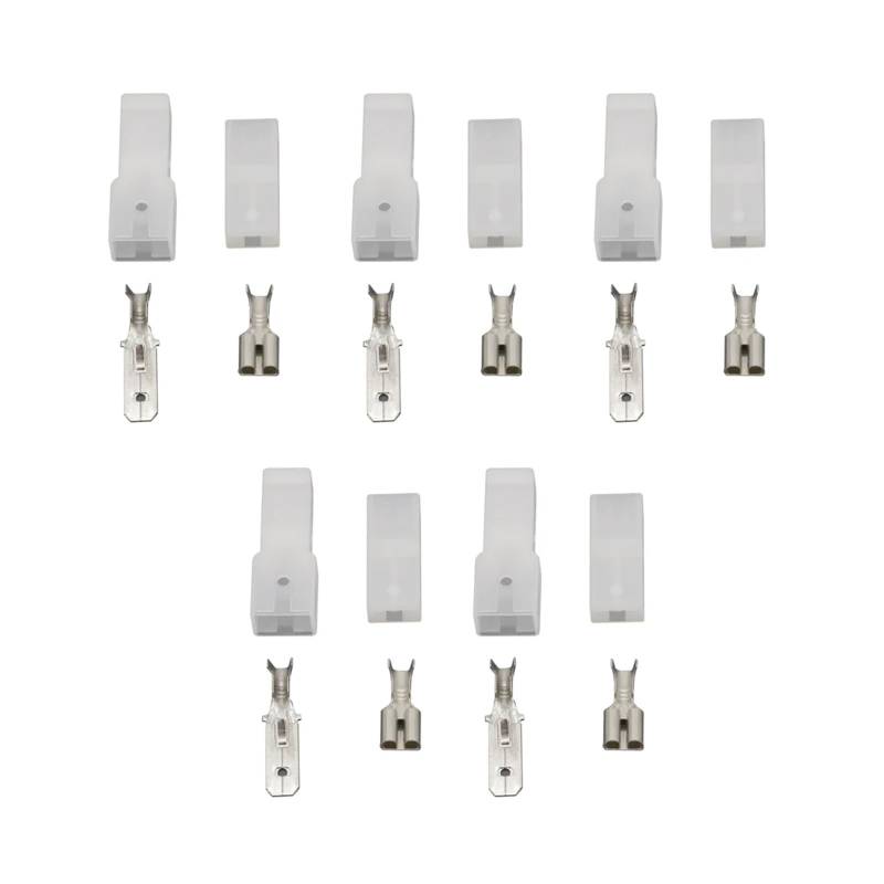 UHNYTRV 5 Sets 1 Pin 6.3 Serie Automobilstecker Weiß Kunststoff rechteckig mit Terminal DJ7018-6.3-11/21 1P von UHNYTRV