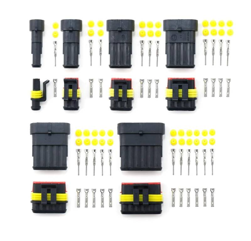 UHNYTRV Wasserdichte Steckverbinder-Kit, Kfz-Draht-Schnellverbinder, elektrische Verkabelung im Auto, automatische Dichtungsbuchse, 1, 2, 3, 4, 5, 6-poliger Stecker-Kit-Weg(AMP1.5 622 PCS) von UHNYTRV