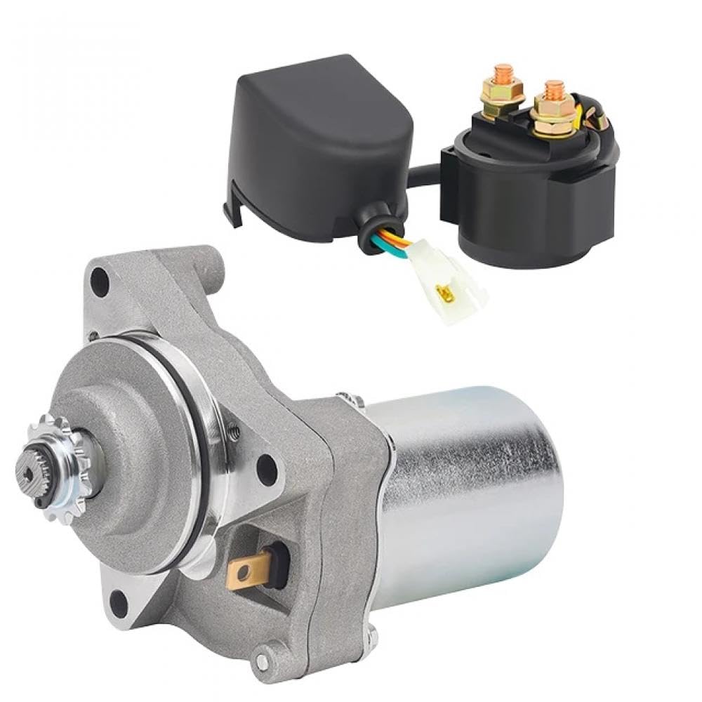 Anlasser- und Relais-Solenoid-Set, kompatibel mit 49 cc, 50 cc, 70 cc, 90 cc, 100 cc, 110 cc, 125 cc, Motorrad-Motorzubehör(Motor And Relay) von UHRMZA