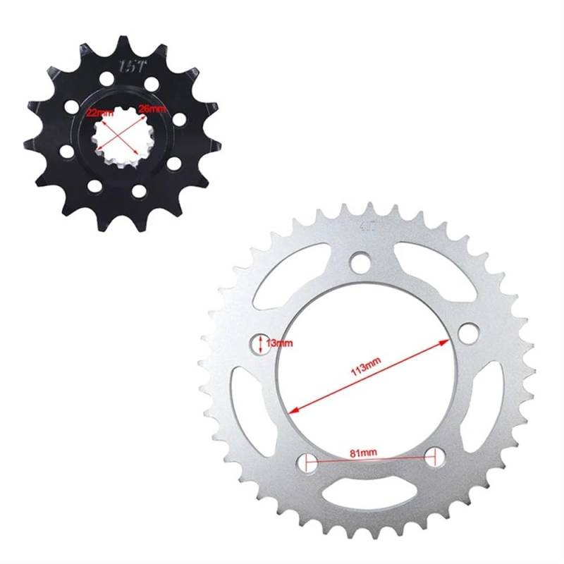 Motorrad-Kettenrad mit 15 Zähnen vorne und 41 Zähnen hinten, 520er Kettenrad, kompatibel mit CB500F/X CBR500R 2013-2018 NC700 CTX700 NC750 2014 von UHSTJW