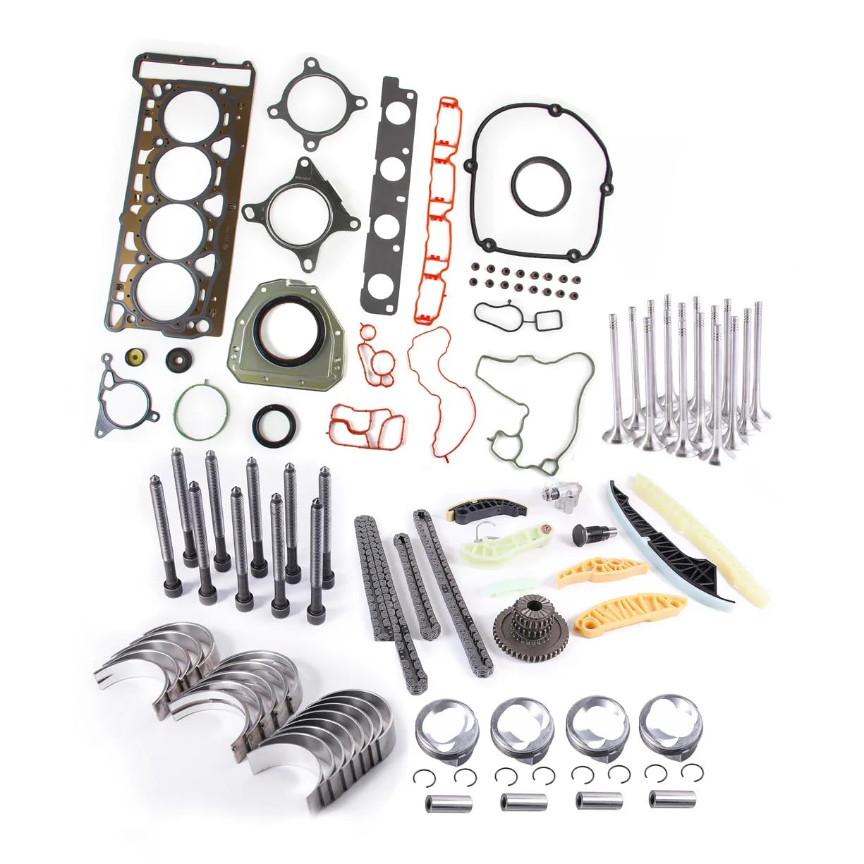 Motorüberholungssatz für Kolbenringe, Steuerventile, kompatibel mit 06H103383AA, 06H109158J, 06J198151B, 06K103171G von UHSTJW