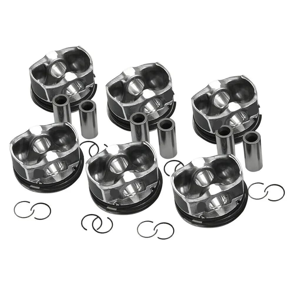 N54 6-teiliges Kolben- und Ringset Φ84mm, kompatibel mit E82 E90 E93 E60 E61 E89 F02 135i 535i 740i X6 N54B30 3.0L L6 von UHSTJW