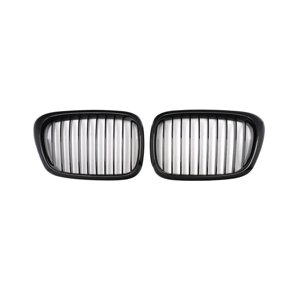 UIBHGVFG Sport Kühlergrill 1 Paar Frontgrill Glänzend Schwarz Sigle Slatline Haubengitter Für 5er E39 2000–2003 Renngitter Autoersatz Lamellen Kühlergrill von UIBHGVFG