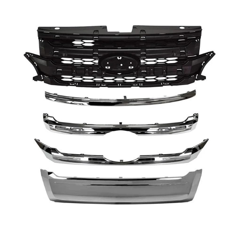 UIBHGVFG Sport Kühlergrill 4PCS Front Upper Lower Kühlergrill Moulding Kit Für Ford Für Edge 2011-2014 Auto Kühlergrill Mesh Trim Abdeckung Lamellen Kühlergrill von UIBHGVFG