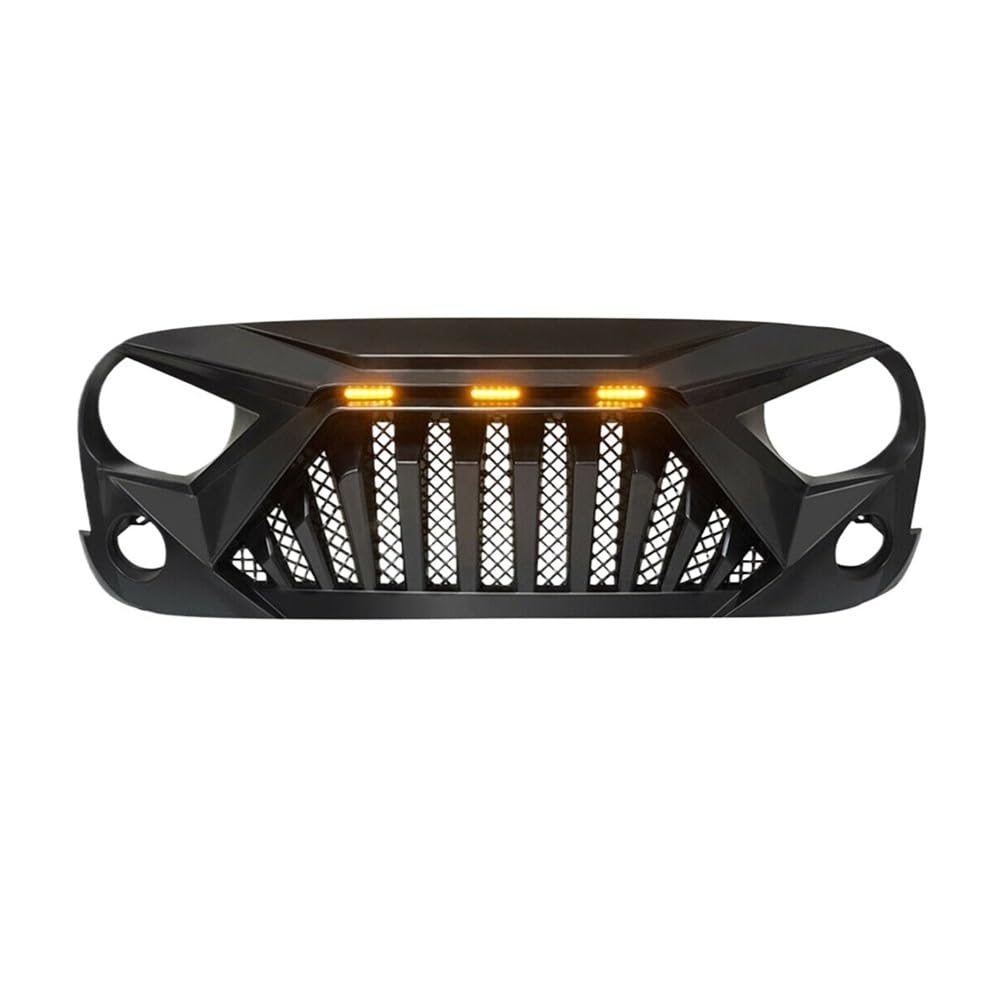 UIBHGVFG Sport Kühlergrill Auto Front Grill Schutz Für Wrangler Jk 2007-2017 Zubehör 4x4 Grille Mit Licht Auto Außen Teile Lamellen Kühlergrill von UIBHGVFG