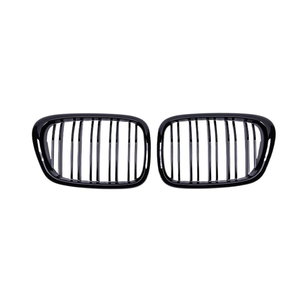 UIBHGVFG Sport Kühlergrill Auto-Fronthauben-Grill, Grill, glänzendes schwarzes Gitter für 5er E39 525 528 1999–2003, Zubehör, Dual Line Lamellen Kühlergrill von UIBHGVFG