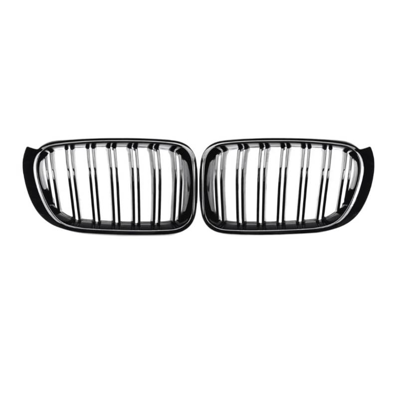 UIBHGVFG Sport Kühlergrill Auto-Frontstoßstange Ngrill Für X3 X4 F25 F26 2014–2017, 1 Paar Glänzend Schwarz, Doppellinie, Sportgrill-Abdeckung Lamellen Kühlergrill von UIBHGVFG