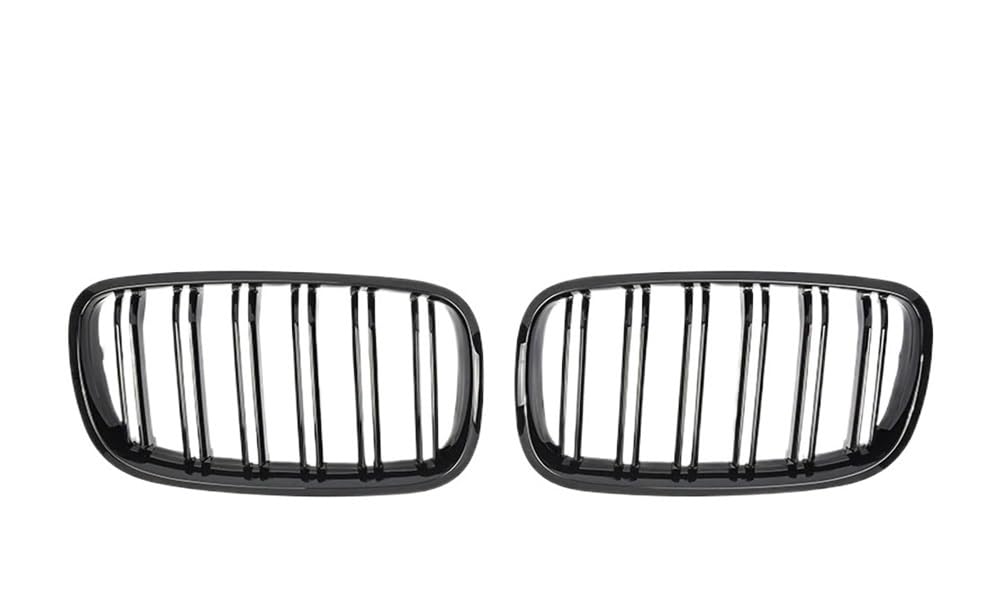 UIBHGVFG Sport Kühlergrill Auto Grille Grill Vorne Glänzend 2 Linie Doppel Lamellen Für X5 E70 2007-2013 Für X6 E71 E72 2008-2014 Auto Zubehör Lamellen Kühlergrill von UIBHGVFG