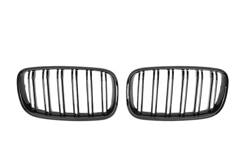 UIBHGVFG Sport Kühlergrill Auto Grille Grill Vorne Glänzend 2 Linie Doppel Lamellen Für X5 E70 2007-2013 Für X6 E71 E72 2008-2014 Auto Zubehör Lamellen Kühlergrill von UIBHGVFG