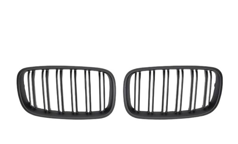 UIBHGVFG Sport Kühlergrill Auto Grille Grill Vorne Glänzend 2 Linie Doppel Lamellen Für X5 E70 2007-2013 Für X6 E71 E72 2008-2014 Auto Zubehör Lamellen Kühlergrill von UIBHGVFG