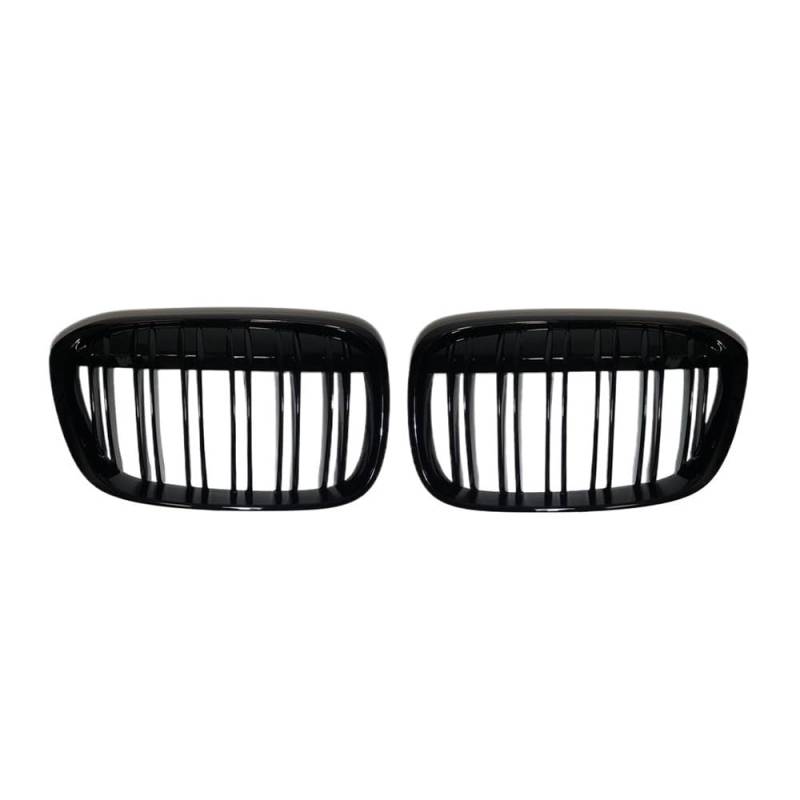 UIBHGVFG Sport Kühlergrill Double Line Auto-Frontstoßstangengrill für X1 F48 2016–2019, glänzend schwarzer Auto-Stil Lamellen Kühlergrill von UIBHGVFG