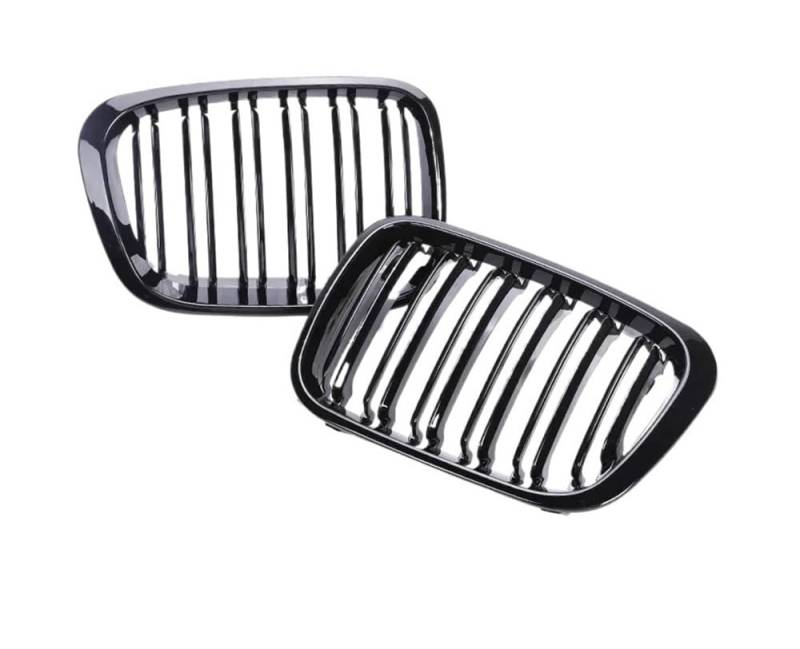 UIBHGVFG Sport Kühlergrill FÜR 3er E46 318i 320i 325i 330i 1998–2001 2/4 Türen, Glänzend Schwarz, Auto-Frontgrill, Zubehör Lamellen Kühlergrill von UIBHGVFG