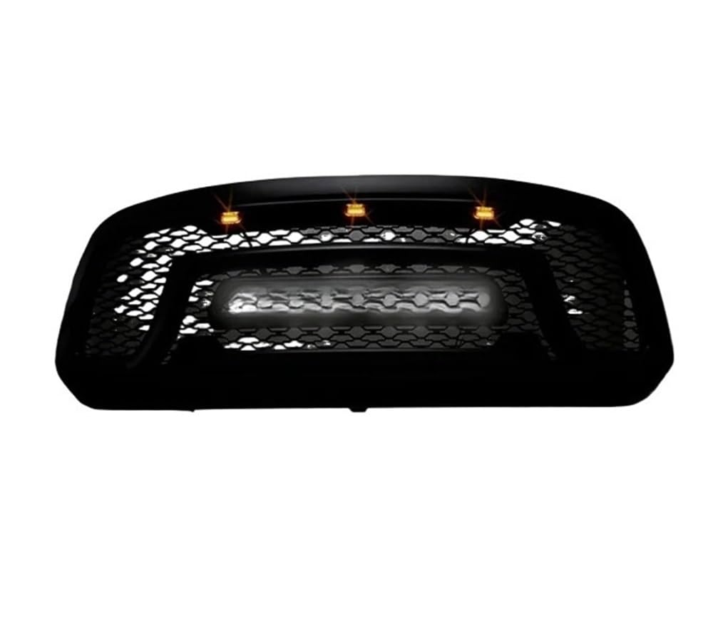 UIBHGVFG Sport Kühlergrill FÜR Pickup 1500 2009-2012 2013-2018 Mesh-Kühlergrill mit rot-weißen Lichtern. Buchstaben-Frontgrillabdeckung mit Lichtern Lamellen Kühlergrill von UIBHGVFG