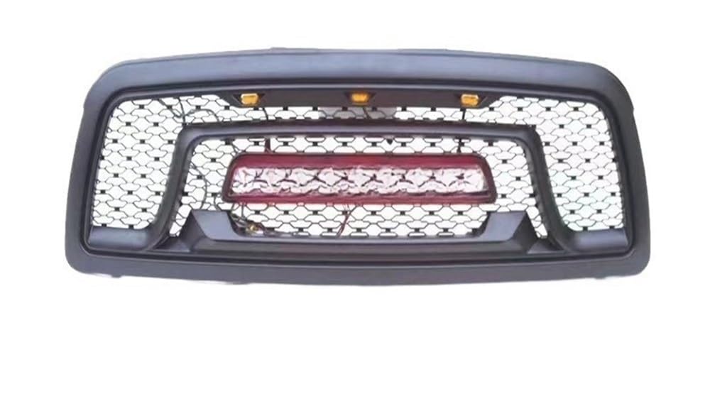 UIBHGVFG Sport Kühlergrill FÜR Pickup 1500 2009-2012 2013-2018 Mesh-Kühlergrill mit rot-weißen Lichtern. Buchstaben-Frontgrillabdeckung mit Lichtern Lamellen Kühlergrill von UIBHGVFG