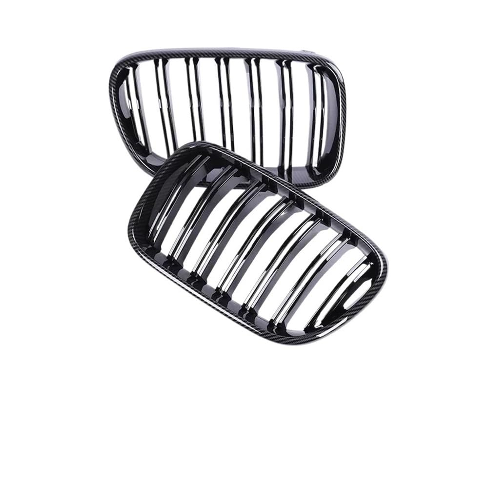 UIBHGVFG Sport Kühlergrill FÜR X3 X4 F25 F26 2010-2013 Front Stoßstange Grill Abdeckung Doppel Lamellen Glanz Schwarz Refiting Carbon Grille Lamellen Kühlergrill von UIBHGVFG