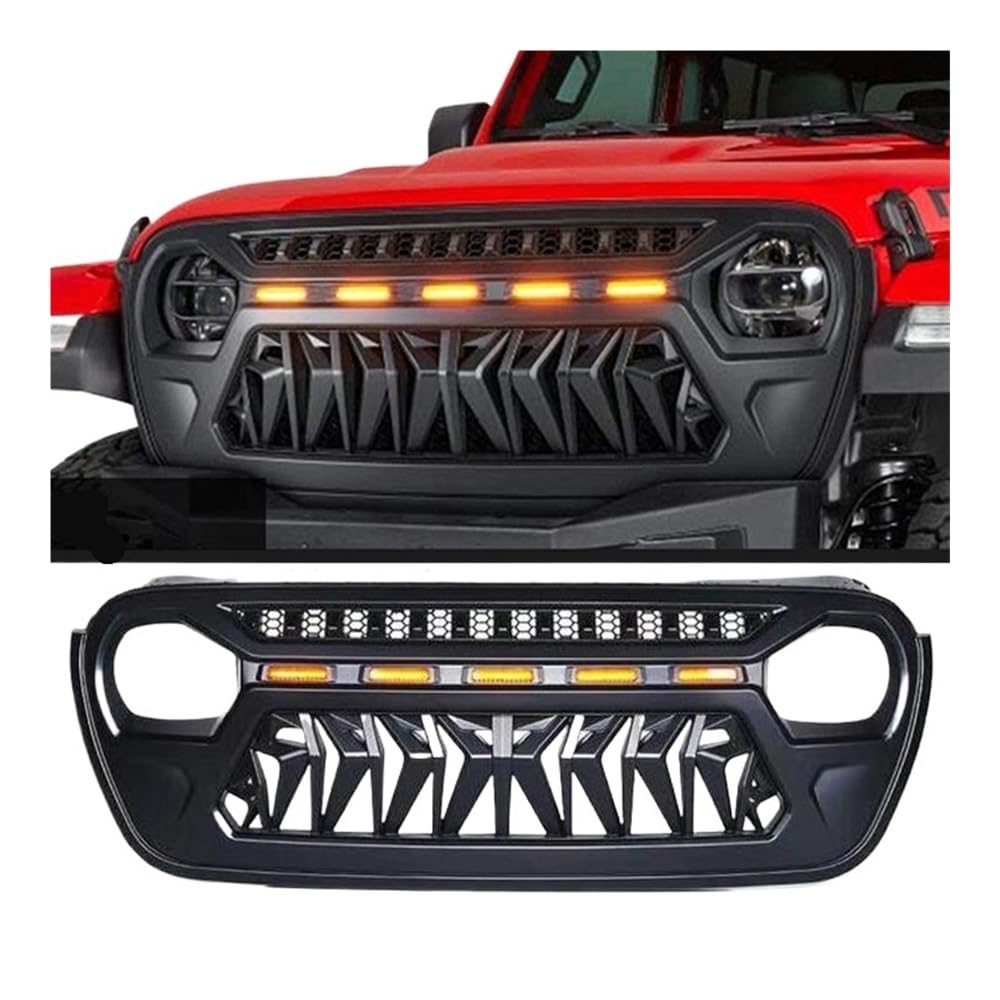 UIBHGVFG Sport Kühlergrill Frontgrill Für Wrangler JL 2018–2021 Stoßstangengitter Mattschwarz Autozubehör Auto-Frontgrillabdeckungen Lamellen Kühlergrill von UIBHGVFG