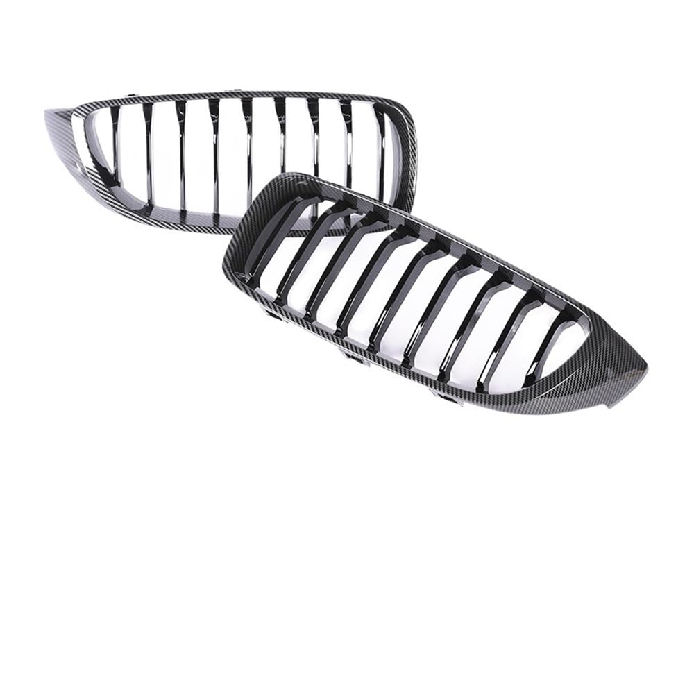 UIBHGVFG Sport Kühlergrill Frontstoßstangengrill, Doppellamellen, Kohlefasergrill, Schwarz, Für 4er F32 F33 F36 F80 F82 2013–2020 Lamellen Kühlergrill von UIBHGVFG