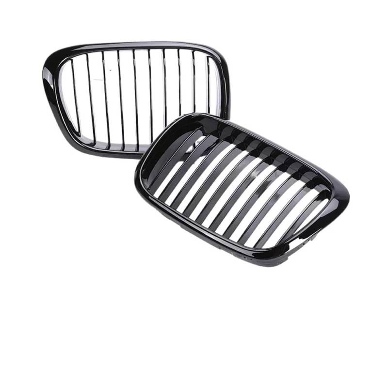 UIBHGVFG Sport Kühlergrill Für 5er E39 1997–2003, glänzend schwarzer Refting-Kühlergrill, Auto-Ersatz-Frontstoßstange, schwarzes Gril Lamellen Kühlergrill von UIBHGVFG