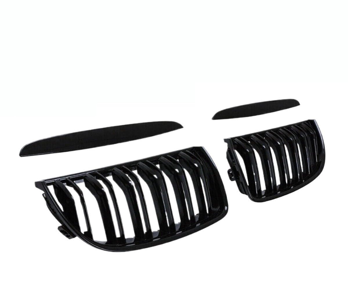 UIBHGVFG Sport Kühlergrill Für E90 E91 4-Türer 2005–2008, Frontstoßstangengrill, 1 Paar Doppellamellen-Sport-ngrill Mit Hauben-Augenlidern Lamellen Kühlergrill von UIBHGVFG