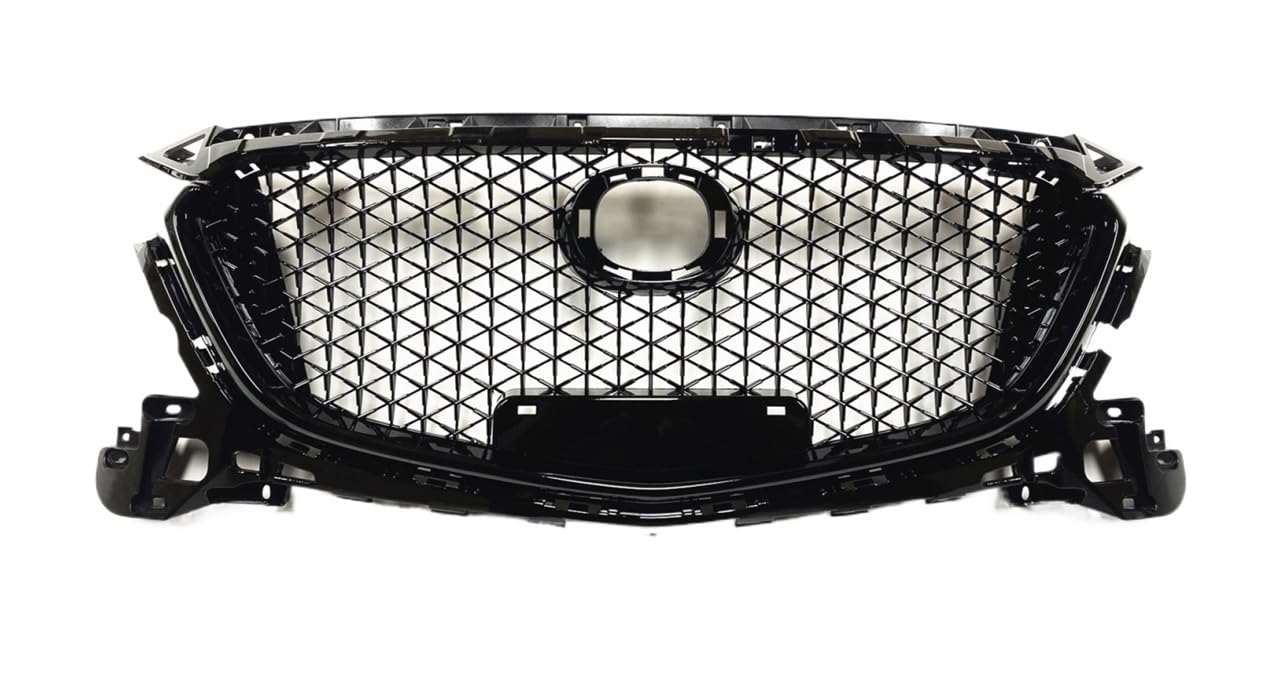 UIBHGVFG Sport Kühlergrill Glänzendes Schwarzes Auto-Frontgrill-Grill, Obere Stoßstangenhaube, Netz-Autoteil Für Mazda 3 Für Axela 2017–2018 Wabenstil Lamellen Kühlergrill von UIBHGVFG