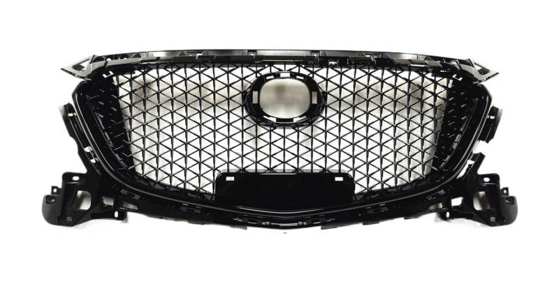 UIBHGVFG Sport Kühlergrill Glänzendes Schwarzes Auto-Frontgrill-Grill, Obere Stoßstangenhaube, Netz-Autoteil Für Mazda 3 Für Axela 2017–2018 Wabenstil Lamellen Kühlergrill von UIBHGVFG