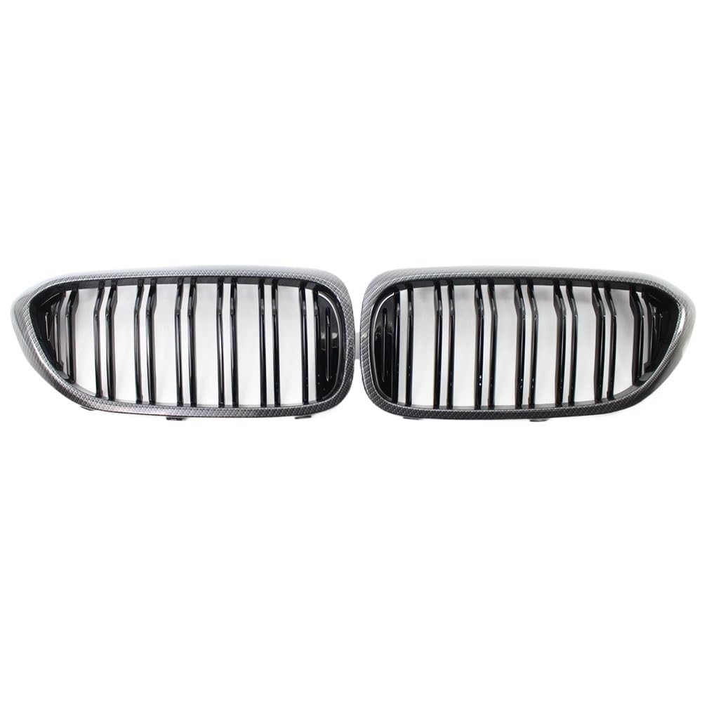 UIBHGVFG Sport Kühlergrill Kohlefaser-Frontstoßstangengrill Für 5er M5 G30 G31 520i 530i 540i ABS 2-Lamellen-Glanzschwarz-Frontgrill Matt Lamellen Kühlergrill von UIBHGVFG